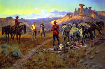 Indianer und Cowboy Werke - Whisky Schmuggler mit den Waren gefangen 1913 Charles Marion Russell Indiana Cowboy